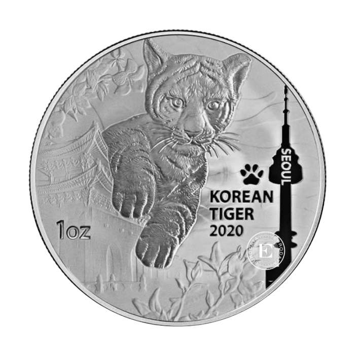 1 oz (31.10 g) pièce d'argent Korean Tiger, Corée du Sud 2022