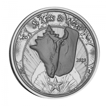 1 oz (31.10 g) sidabrinė moneta St Kitts and Nevis EC8 - Jūros kriauklė, Rytų Karibų Salos 2023