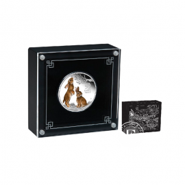 1 oz (31.10 g) sidabrinė PROOF spalvota moneta Lunar III -  Triušio metai, Australija 2023