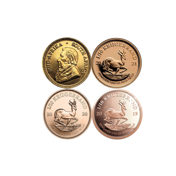 1/10 oz (3.11 g) auksinė moneta Krugerrand, Pietų Afrikos Respublika (atsitiktiniai metai)