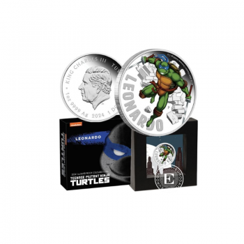 1 oz (31.10 g) sidabrinė spalvota  moneta Ninja Turtles Leonardo, Tuvalu 2024