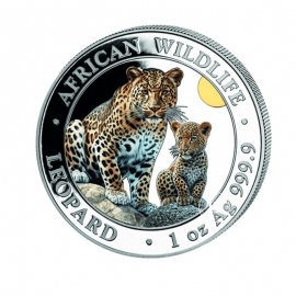 1 oz (31.10 g) pièce coloree d'argent Faune Africaine - Leopard, Somalie 2024