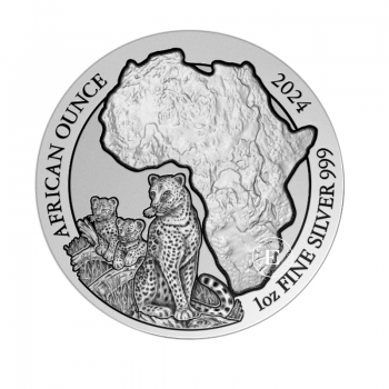 1 oz (31.10 g) sidabrinė moneta Leopardas, Ruanda 2024