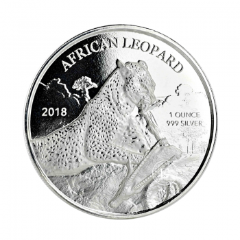 1 oz (31.10 g) sidabrinė moneta Afrikinis leopardas, Ganos Respublika 2018