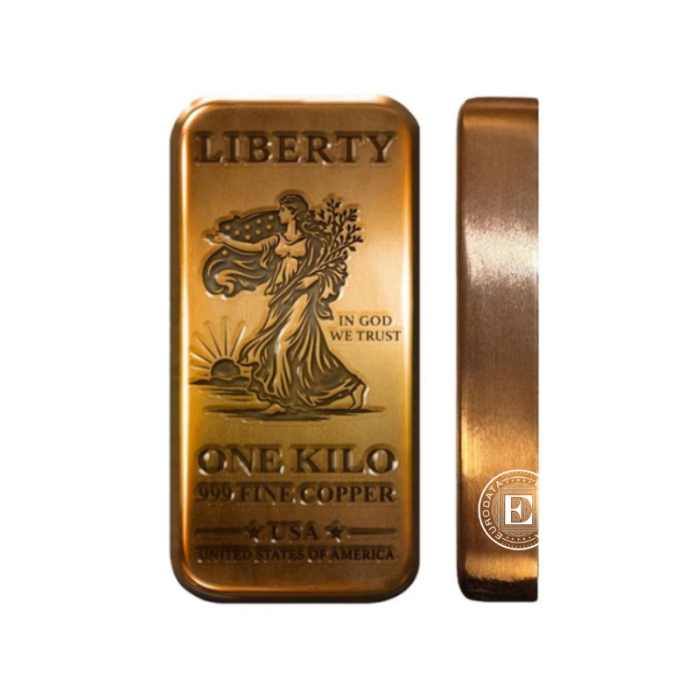 1 kg Kupferbarren Walking Liberty, Private Mint