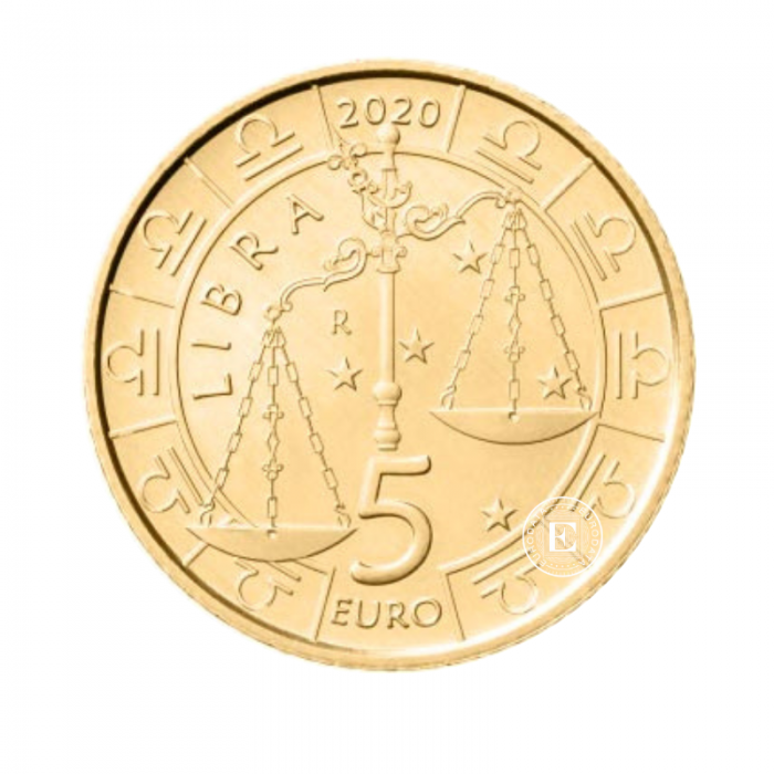 5 Eur moneta Zodiac - Libra, San Marino 2020