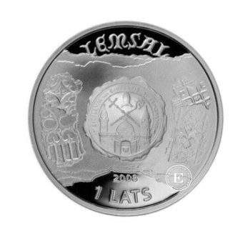 1 lat (31.47 g) pièce d'argent PROOF Limbazi, Lettonie 2008