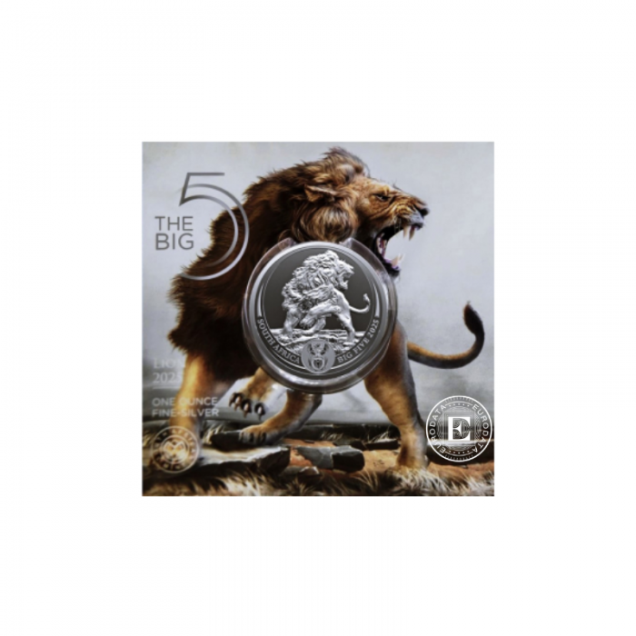 1 oz (31.10 g) silver coin on coincard Big Five – Lion, Republic of South Africa 2025