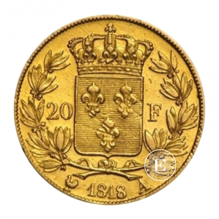 20 frankių (5.81 g) auksinė moneta Louis XVIII, Prancūzija  (1816-1824) 