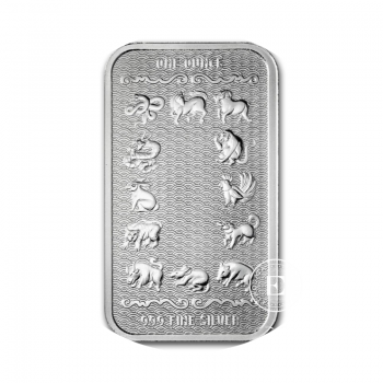 1 oz  (31.10 g)  silver bar The Lunar - Snake, APMEX 999