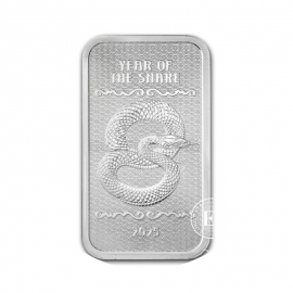 1 oz  (31.10 g) sidabro luitas Lunar - Gyvatės metai, APMEX 999