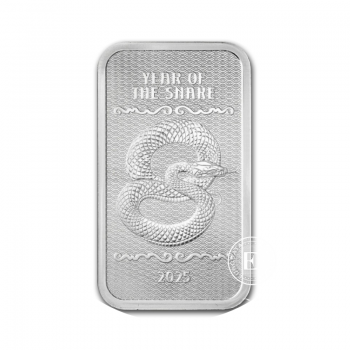 1 oz  (31.10 g)  silver bar The Lunar - Snake, APMEX 999