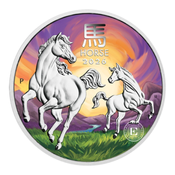 1 oz (31.10 g) sidabrinė spalvota moneta kortelėje Lunar III - Arklio metai - ANDA, Australija 2026