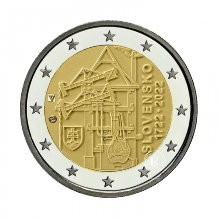 2 Eur pièce 300th anniversary of the atmospheric steam engine, Slovaquie 2022