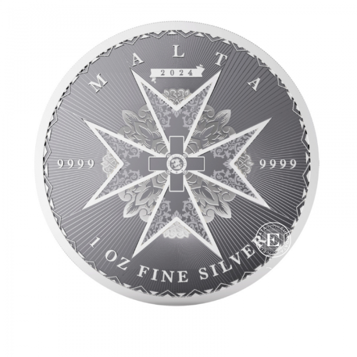 1 oz  pièce d'argent Maltese Cross, Malte 2024 (Tube)