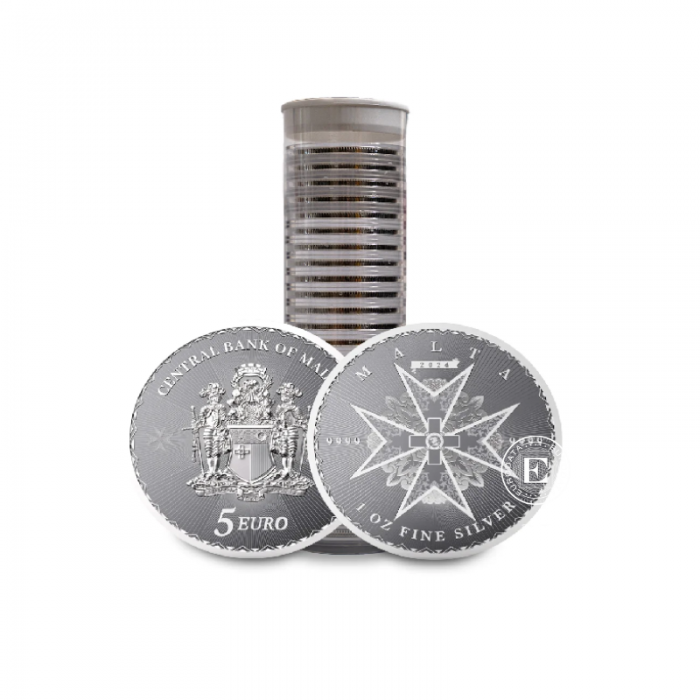 1 oz  pièce d'argent Maltese Cross, Malte 2024 (Tube)