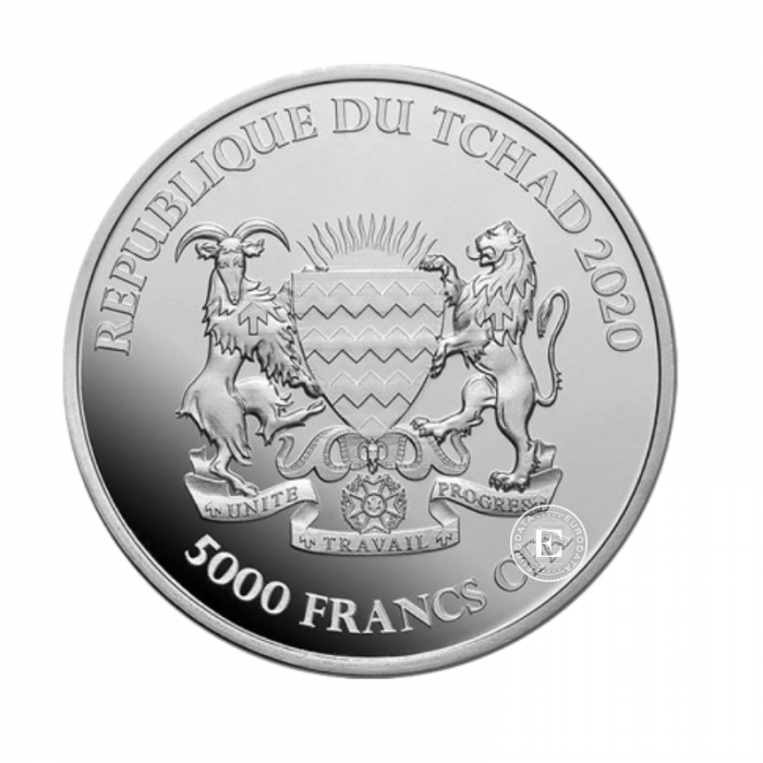 1 oz (31.10 g) pièce d'argent Mandala Buffalo, République du Tchad 2020