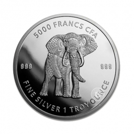 1 oz (31.10 g) srebrna moneta Mandala Elephant, Republika Czadu 2019