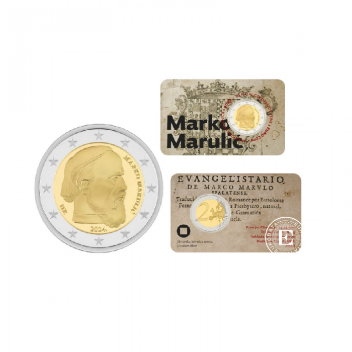 2 Eur coin on coincard  Marko Marulic, Croatia 2024