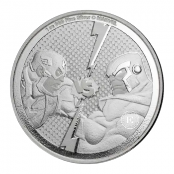 1 oz (31.10 g) sidabrinė moneta Marvel Captain America vs Thanos, Niujė 2025
