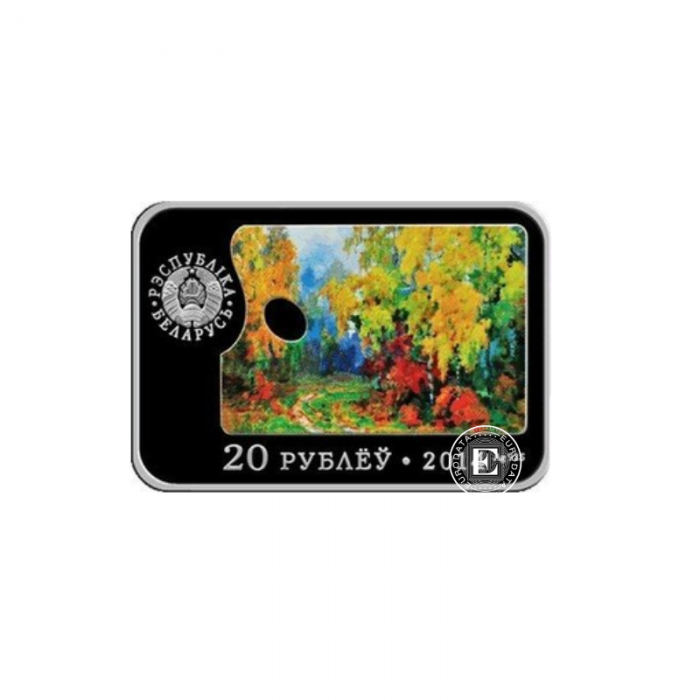 20 Rubel (33.62 g) Silbermünze farbig Painters of the World - Pavel Maslenikov, Weißrussland 2014