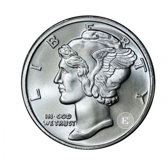 1 oz (31.10 g) Silbermünze Mercury Dime, USA (re-strike)