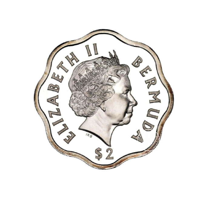 2 dolerių (28.28 g) sidabrinė PROOF moneta Millenium, Bermudų salos 2000 (dalinai paauksuota)
