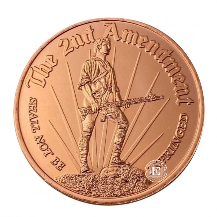 1 oz copper round Minuteman  2nd Amendment, USA random year