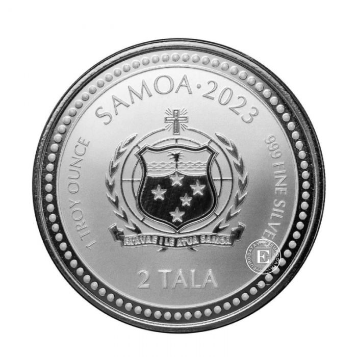 1 oz (31.10 g) pièce coloree d'argent  sur la carte The Teacher, Samoa 2023