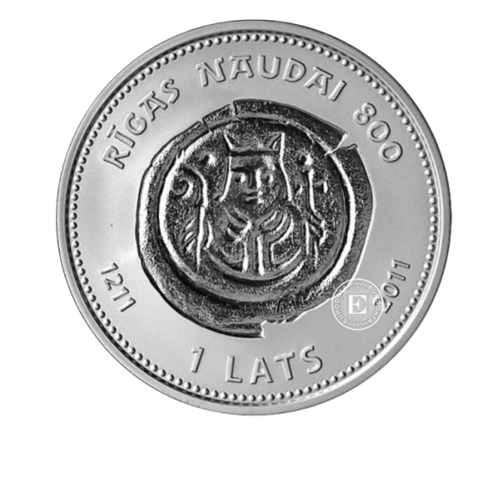 1 lat (12.50 g) silver PROOF coin Riga Money, Latvia 2011