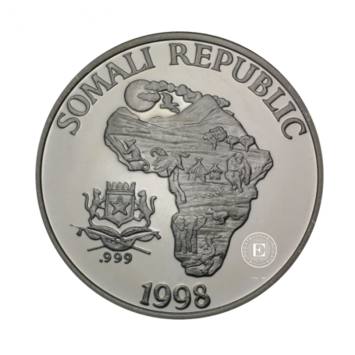 1 oz (31.10 g) srebrna moneta Monkey, Somalia 1998