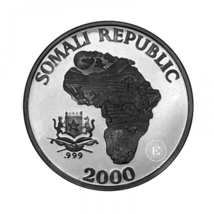 1 oz (31.10 g) srebrna moneta Monkey, Somalia 2000