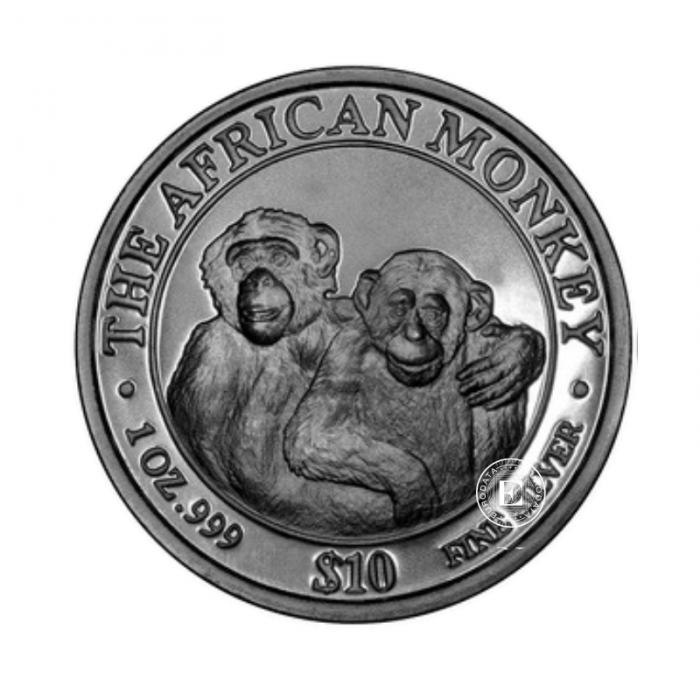 1 oz (31.10 g) srebrna moneta Monkey, Somalia 2000