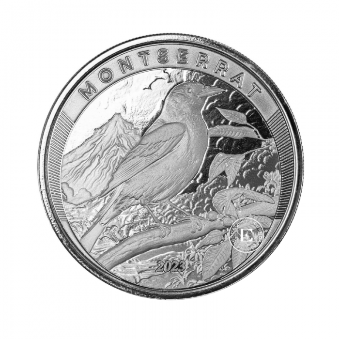 1 oz (31.10 g) sidabrinė moneta EC8 Montserrat – Raudonžiedis paukštis, Rytų Karibų Salos 2023