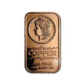 1 oz copper bar Morgan Dollar, USA 999