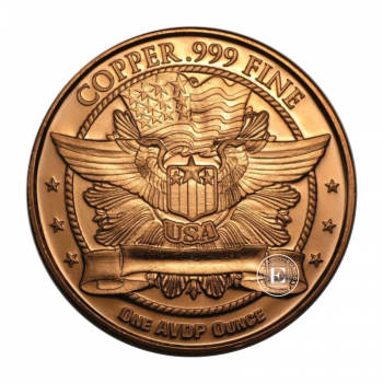 1 oz copper round Morgan Dollar, USA random year
