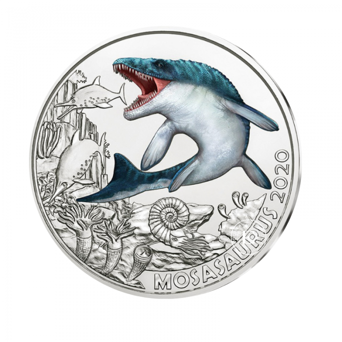 3 Eur spalvota moneta Mozazaur, Austrija 2020