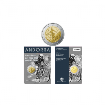 2 Eur moneta na karcie monetarnej Mountain biking, Andora 2024