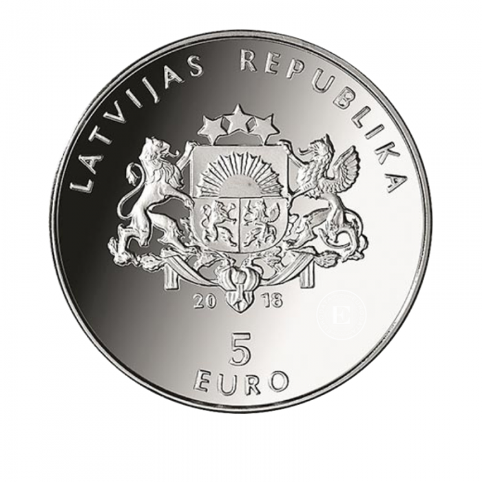 5 Eur (31.47 g) sidabrinė spalvota PROOF moneta Mano Latvija, Latvija 2018