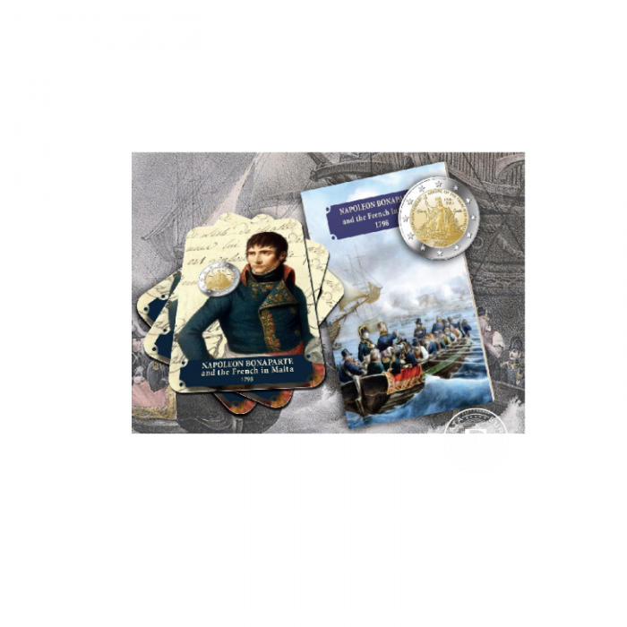 2 Eur coin on coincard Napoleon Bonaparte and the French in Malta, Malta 2023