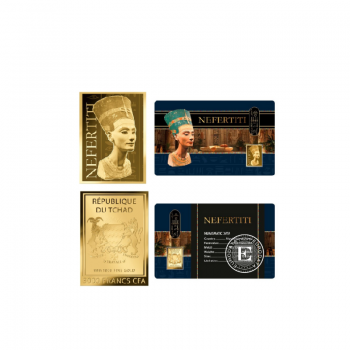 1/1000 oz auksinė moneta kortelėje Nefertiti, Čadas
