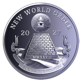 1 oz (31.10 g) titano moneta New World Order, 2027