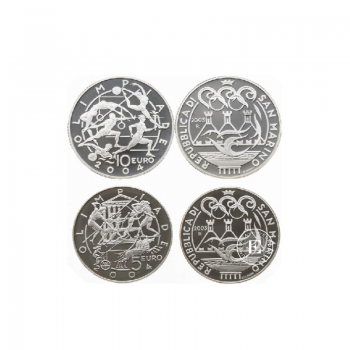 15 Eur (40 g) sidabrinių  PROOF monetų rinkinys Olimpinės žaidynės, San Marinas 2003