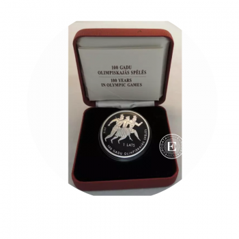 1 lato (22 g) sidabrinė PROOF moneta 100-metis Olimpinėse žaidimuose, Latvija 2012