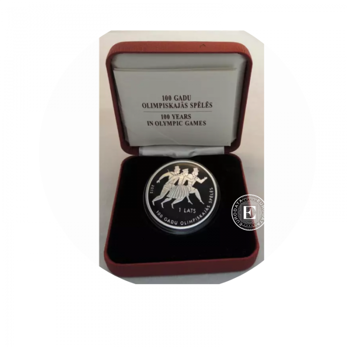 1 lat (22 g) pièce d'argent PROOF  100 Years in Olympic Games, Lettonie 2012
