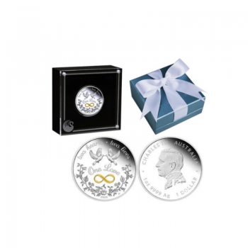 1 oz (31.10 g) sidabrinė spalvota PROOF moneta One Love, Australija 2026 (su sertifikatu)