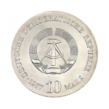 10 markių (17 g) sidabrinė moneta 375-osios Otto von Guericke gimimo metinės, Vokietija 1977