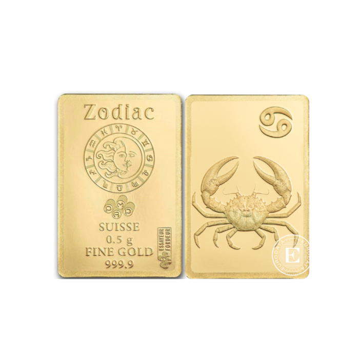 0.5 g investicinio aukso luitas Zodiac - Vėžys, PAMP 999.9