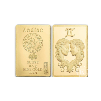 0.5 g investicinio aukso luitas Zodiac - Dvyniai, PAMP 999.9