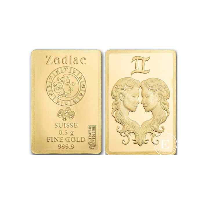 0.5 g investicinio aukso luitas Zodiac - Dvyniai, PAMP 999.9